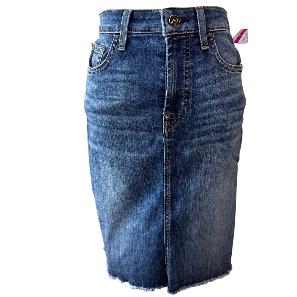 7 For All Mankind Women's Blue Denim Mini Pencil Skirt Size 2 Cabincore Normcore - Picture 5 of 11